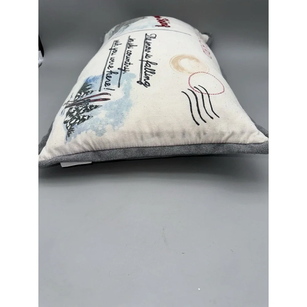 Aspen & Pine Ski Postcard Lumbar Pillow Cabin Lodge Winter Decor